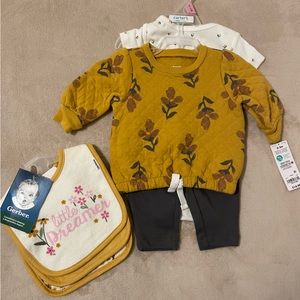 Girl 3 piece set and bibs